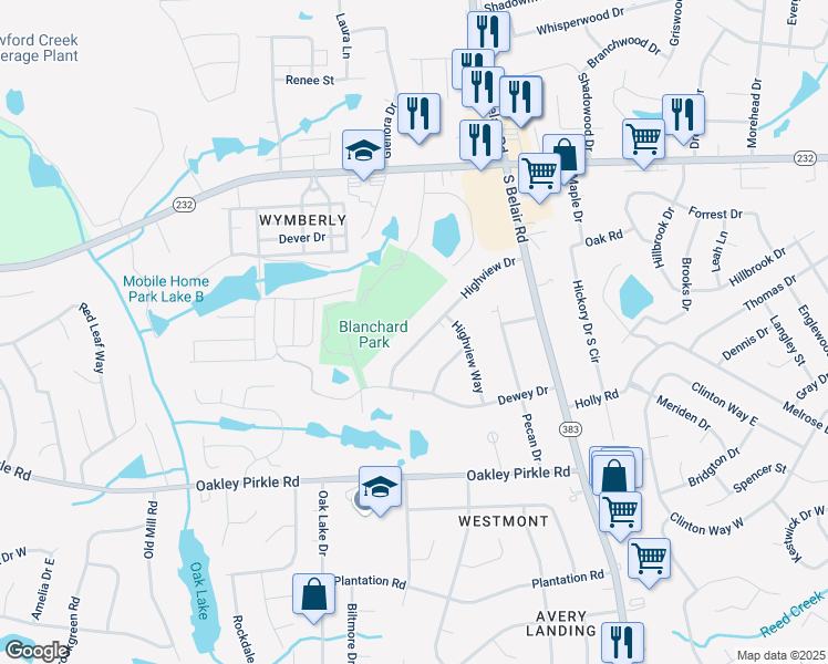 map of restaurants, bars, coffee shops, grocery stores, and more near 133 Highview Drive in Martinez