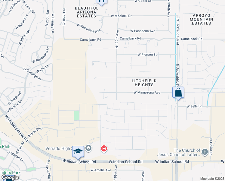 map of restaurants, bars, coffee shops, grocery stores, and more near 4550 North 199th Avenue in Litchfield Park
