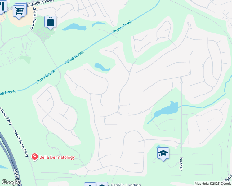 map of restaurants, bars, coffee shops, grocery stores, and more near 621 Champions Drive in McDonough
