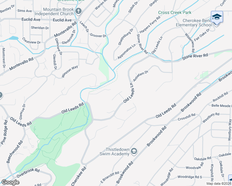 map of restaurants, bars, coffee shops, grocery stores, and more near 4016 Old Leeds Ridge in Birmingham