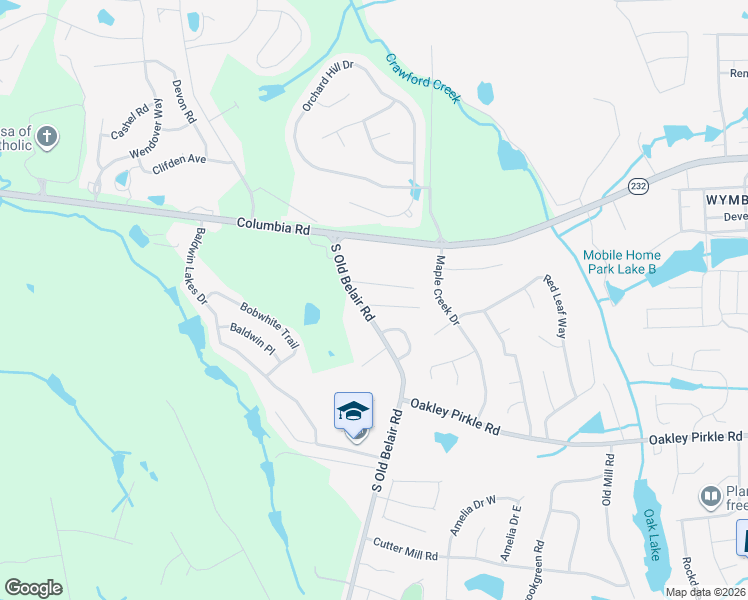 map of restaurants, bars, coffee shops, grocery stores, and more near 4680 Brookwood Lane in Grovetown