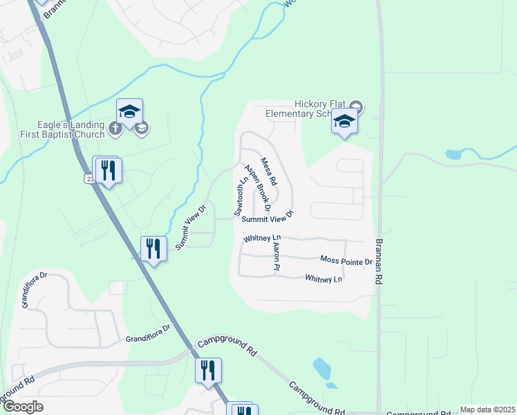 map of restaurants, bars, coffee shops, grocery stores, and more near 508 Cascade Walk in McDonough