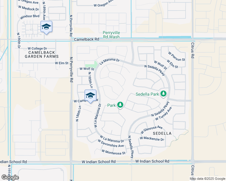 map of restaurants, bars, coffee shops, grocery stores, and more near 18386 West Meadowbrook Avenue in Litchfield Park