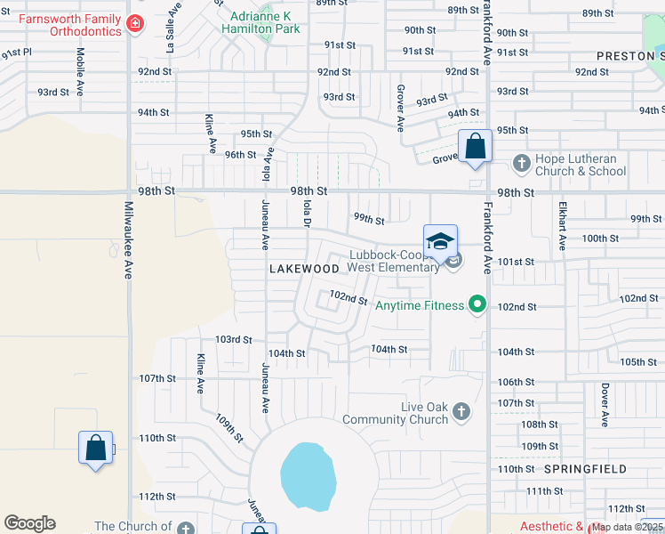 map of restaurants, bars, coffee shops, grocery stores, and more near 10106 Huron Avenue in Lubbock