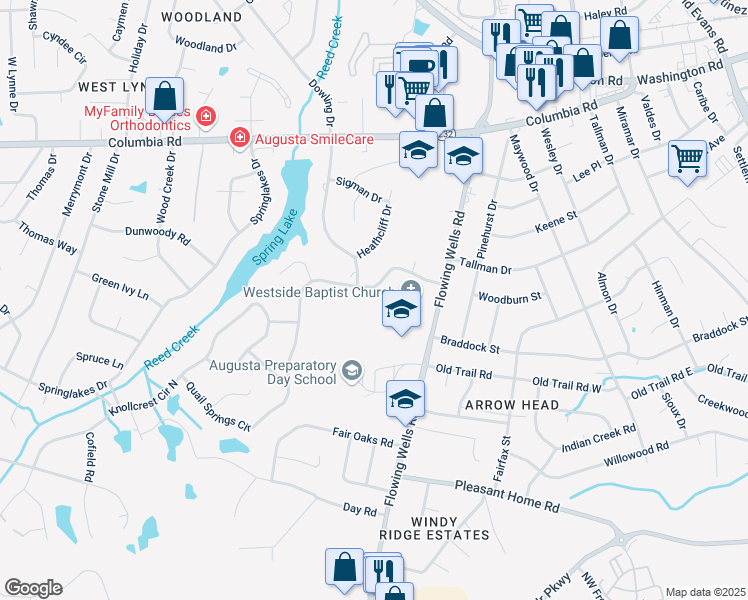 map of restaurants, bars, coffee shops, grocery stores, and more near 4180 Quail Springs Circle in Martinez