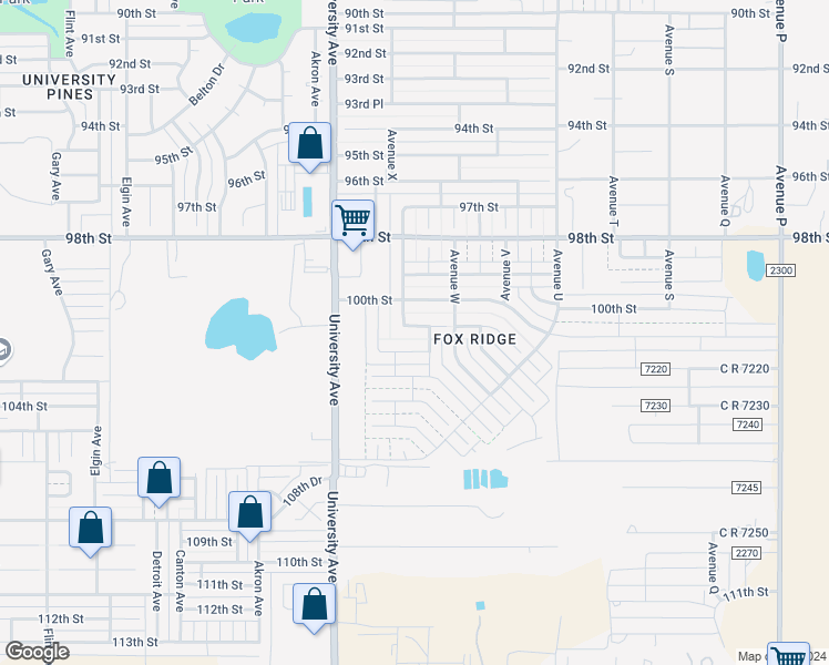 map of restaurants, bars, coffee shops, grocery stores, and more near 2313 101st Street in Lubbock