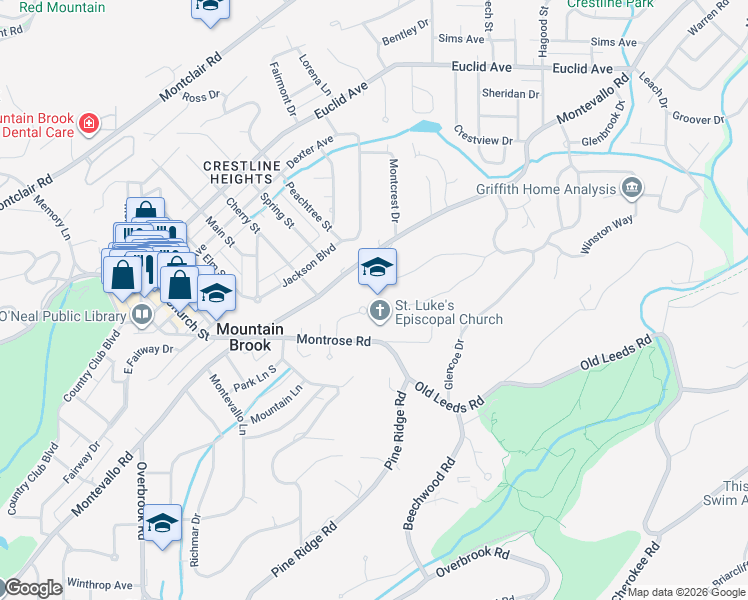 map of restaurants, bars, coffee shops, grocery stores, and more near in Birmingham