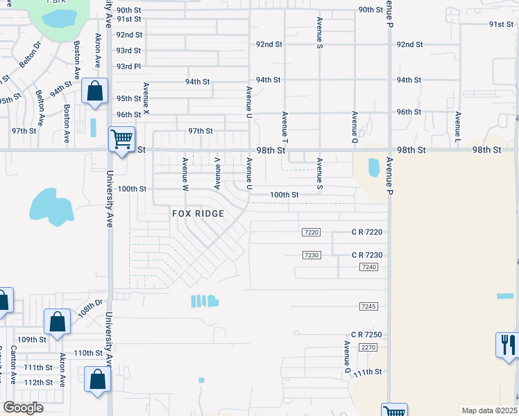 map of restaurants, bars, coffee shops, grocery stores, and more near 2013 100th Street in Lubbock