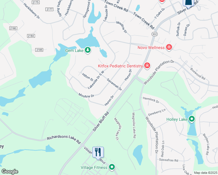 map of restaurants, bars, coffee shops, grocery stores, and more near 1276 Moultrie Dr in Aiken