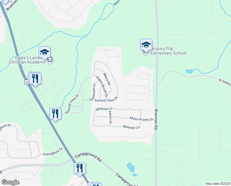 map of restaurants, bars, coffee shops, grocery stores, and more near 334 Summit View Drive in McDonough