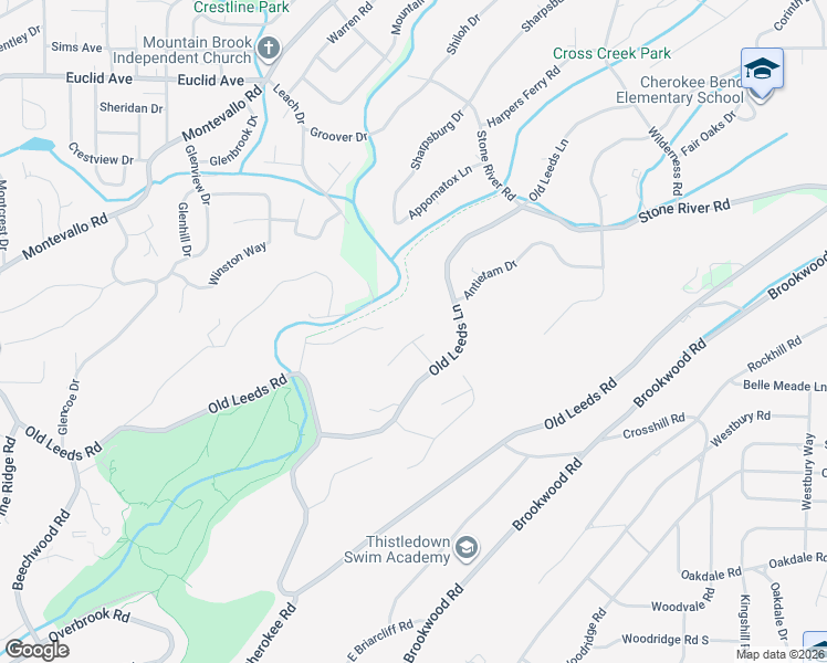 map of restaurants, bars, coffee shops, grocery stores, and more near 4016 Old Leeds Ridge in Birmingham