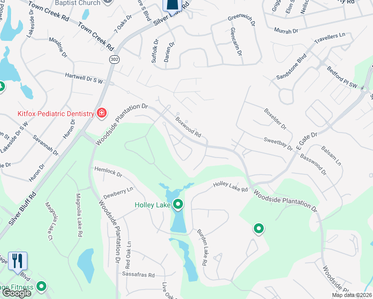 map of restaurants, bars, coffee shops, grocery stores, and more near 7 Juniper Loop in Aiken