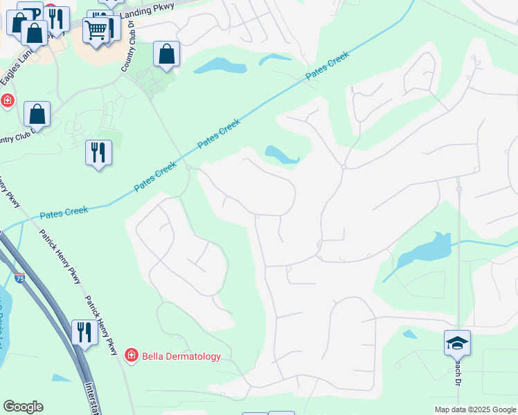 map of restaurants, bars, coffee shops, grocery stores, and more near 219 Eagles Landing Way in McDonough