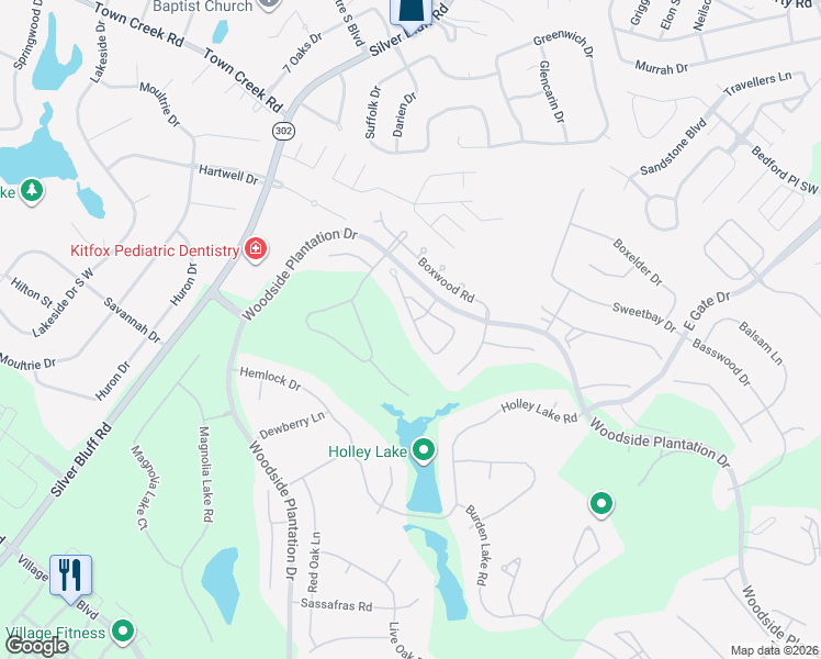 map of restaurants, bars, coffee shops, grocery stores, and more near 44 Juniper Loop in Aiken