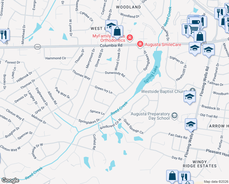 map of restaurants, bars, coffee shops, grocery stores, and more near 4211 Green Ivy Lane in Martinez