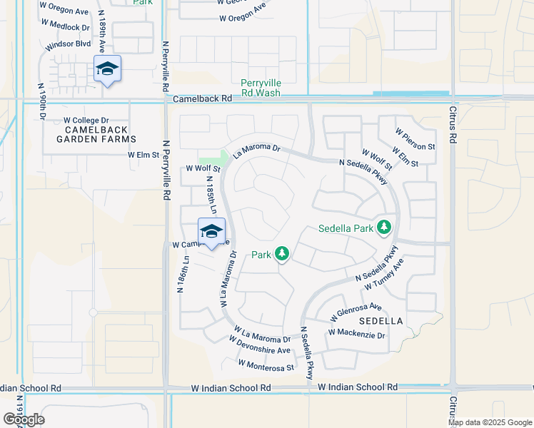 map of restaurants, bars, coffee shops, grocery stores, and more near 18386 West Meadowbrook Avenue in Litchfield Park