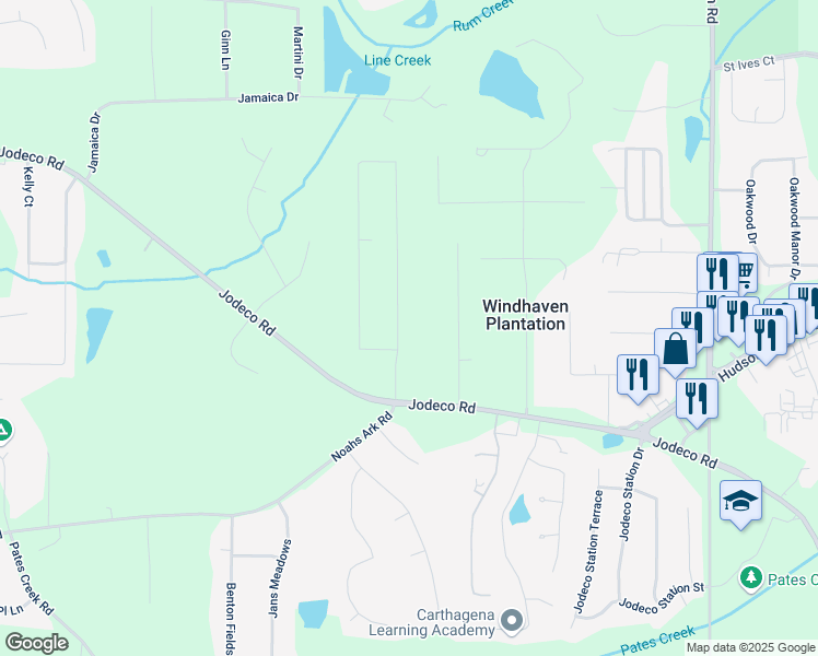 map of restaurants, bars, coffee shops, grocery stores, and more near 50 Oak Leaf Dr in Stockbridge