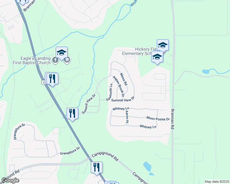 map of restaurants, bars, coffee shops, grocery stores, and more near 517 Cascade Walk in McDonough