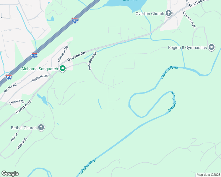 map of restaurants, bars, coffee shops, grocery stores, and more near 4301 Cahaba Cove Road in Birmingham