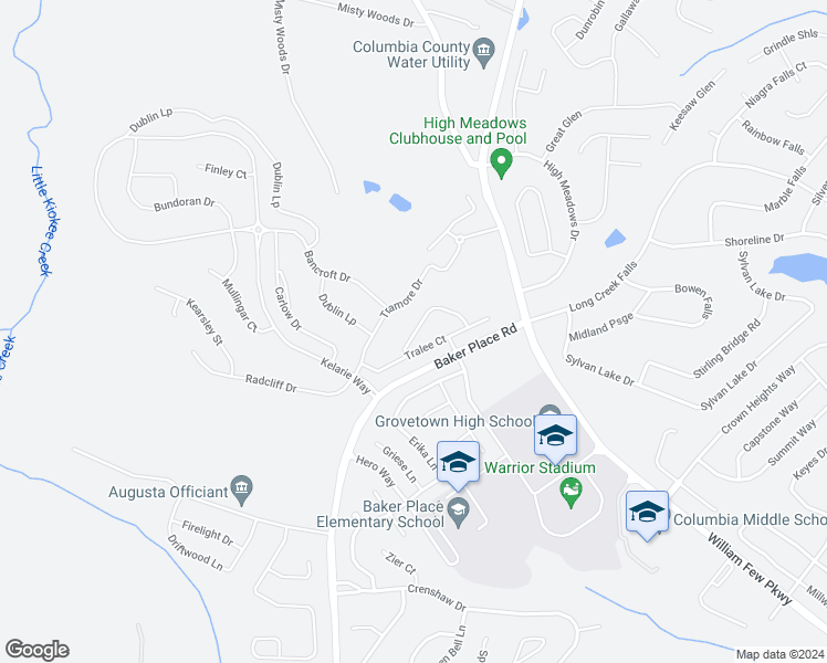 map of restaurants, bars, coffee shops, grocery stores, and more near 726 Edenberry Street in Grovetown