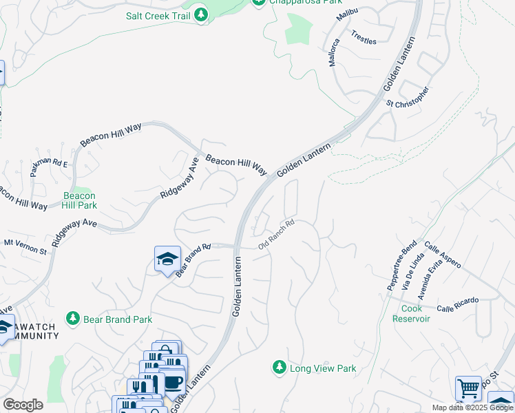 map of restaurants, bars, coffee shops, grocery stores, and more near 112 Cameray Heights in Laguna Niguel