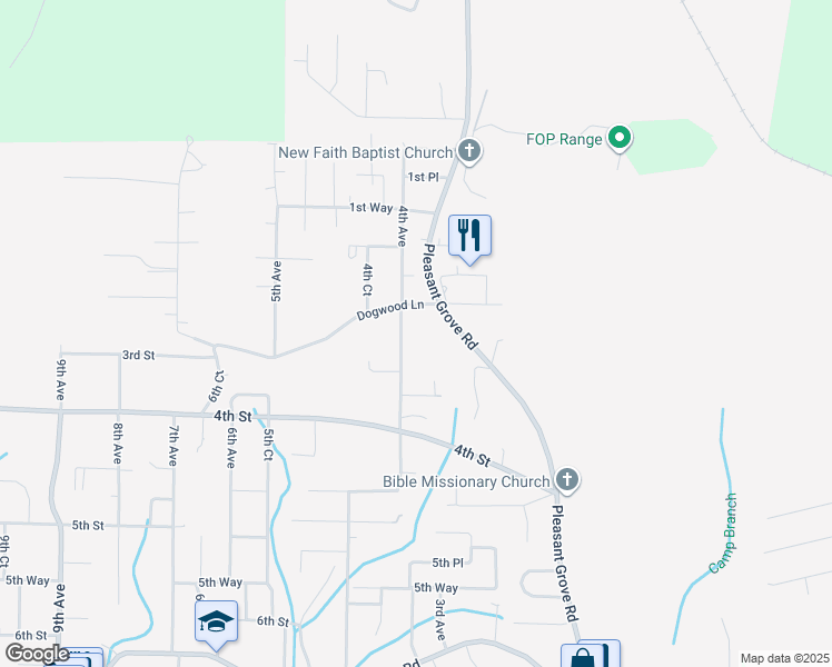 map of restaurants, bars, coffee shops, grocery stores, and more near 252 4th Avenue in Pleasant Grove