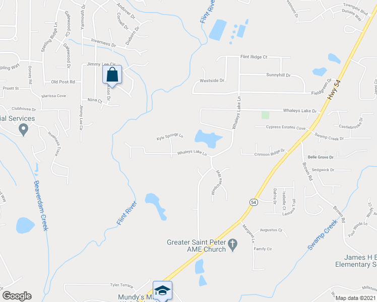 map of restaurants, bars, coffee shops, grocery stores, and more near 9362 Whaleys Lake Lane in Jonesboro