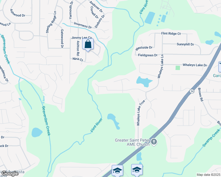map of restaurants, bars, coffee shops, grocery stores, and more near 9399 Whaleys Lake Lane in Jonesboro