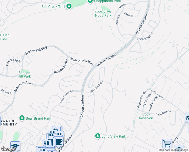 map of restaurants, bars, coffee shops, grocery stores, and more near 112 Cameray Heights in Laguna Niguel