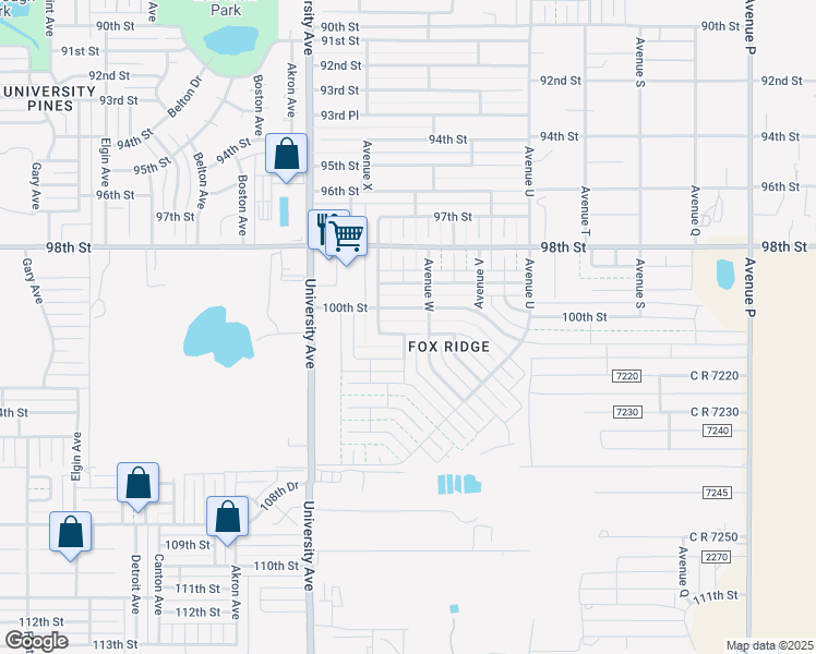 map of restaurants, bars, coffee shops, grocery stores, and more near 2310 101st St in Lubbock