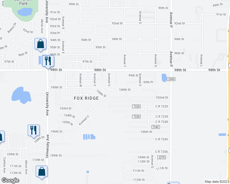 map of restaurants, bars, coffee shops, grocery stores, and more near 2019 100th Street in Lubbock