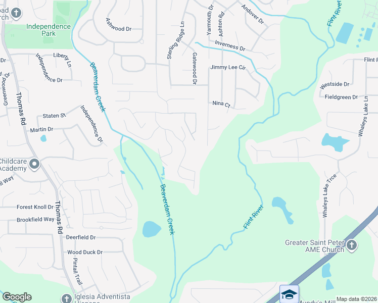 map of restaurants, bars, coffee shops, grocery stores, and more near 117 Inverness Trace in Riverdale