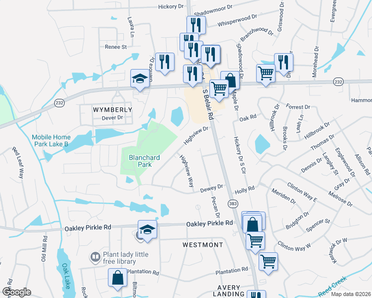 map of restaurants, bars, coffee shops, grocery stores, and more near 222 Highview Way in Martinez