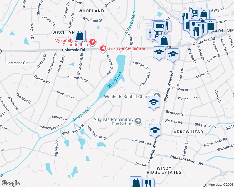 map of restaurants, bars, coffee shops, grocery stores, and more near 4196 Knollcrest Circle North in Martinez