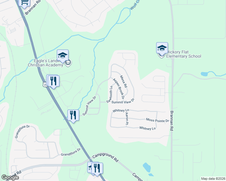 map of restaurants, bars, coffee shops, grocery stores, and more near 474 Sawtooth Lane in McDonough