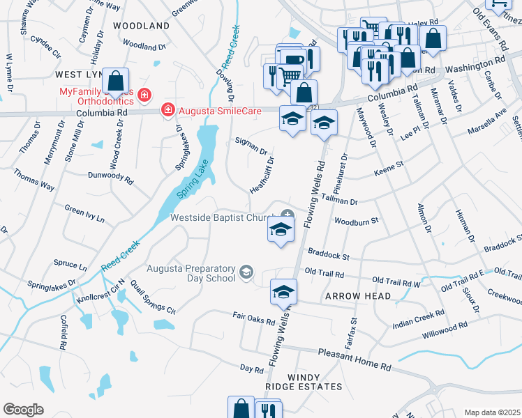map of restaurants, bars, coffee shops, grocery stores, and more near 4180 Quail Springs Circle in Martinez
