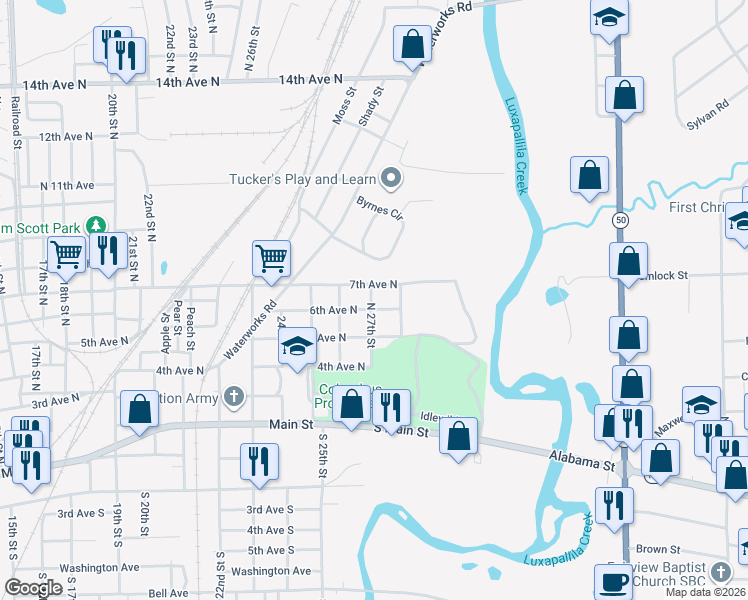 map of restaurants, bars, coffee shops, grocery stores, and more near 2700-2798 N 6th Ave in Columbus