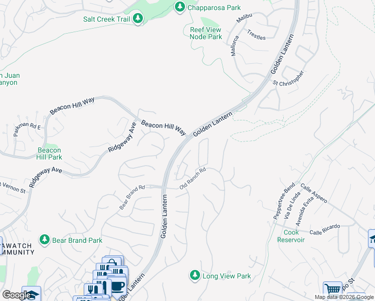 map of restaurants, bars, coffee shops, grocery stores, and more near 112 Cameray Heights in Laguna Niguel