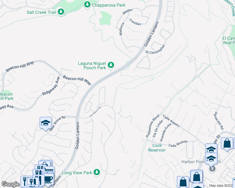 map of restaurants, bars, coffee shops, grocery stores, and more near 2 O Hill Ridge in Laguna Niguel