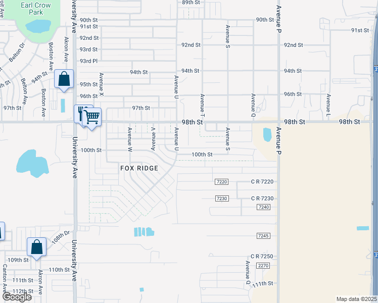 map of restaurants, bars, coffee shops, grocery stores, and more near 2013 100th Street in Lubbock