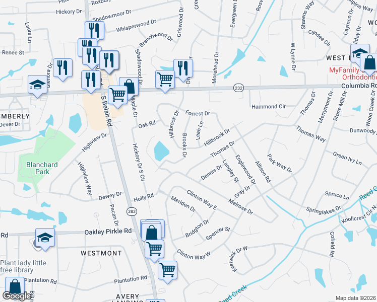 map of restaurants, bars, coffee shops, grocery stores, and more near 625 Thomas Drive in Martinez