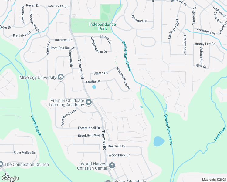 map of restaurants, bars, coffee shops, grocery stores, and more near 9260 River Chase Way in Jonesboro