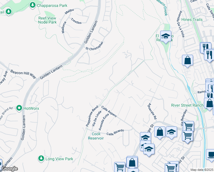 map of restaurants, bars, coffee shops, grocery stores, and more near 31681 Peppertree-Bend in San Juan Capistrano