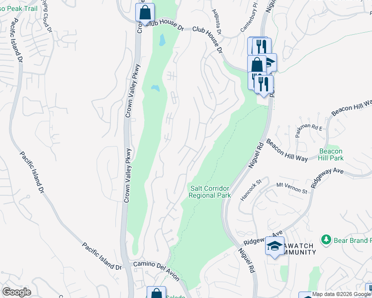 map of restaurants, bars, coffee shops, grocery stores, and more near 1 Belaire in Laguna Niguel