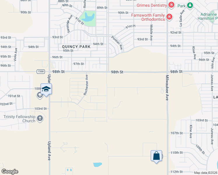 map of restaurants, bars, coffee shops, grocery stores, and more near 6899 100th Street in Lubbock