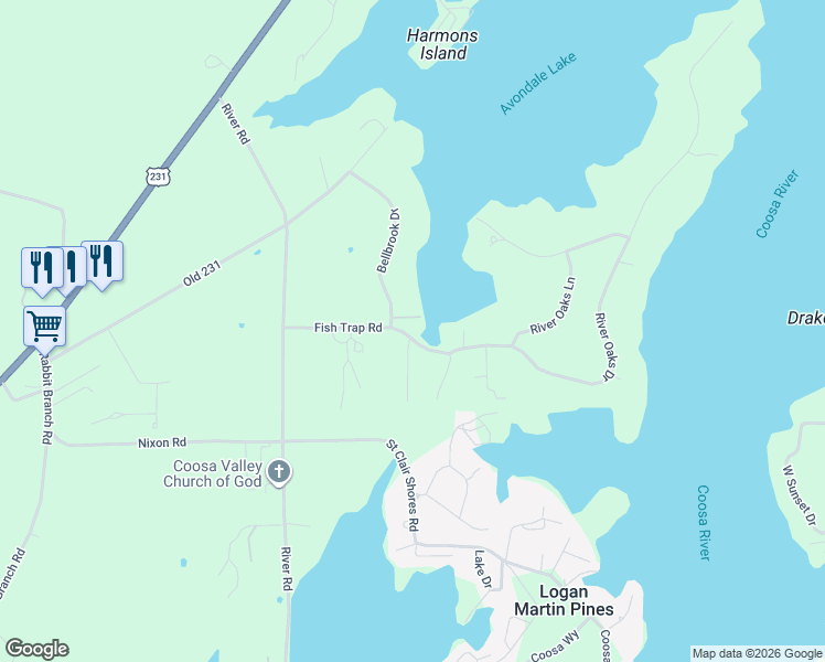 map of restaurants, bars, coffee shops, grocery stores, and more near 50 Bellbrook Drive in St. Clair County