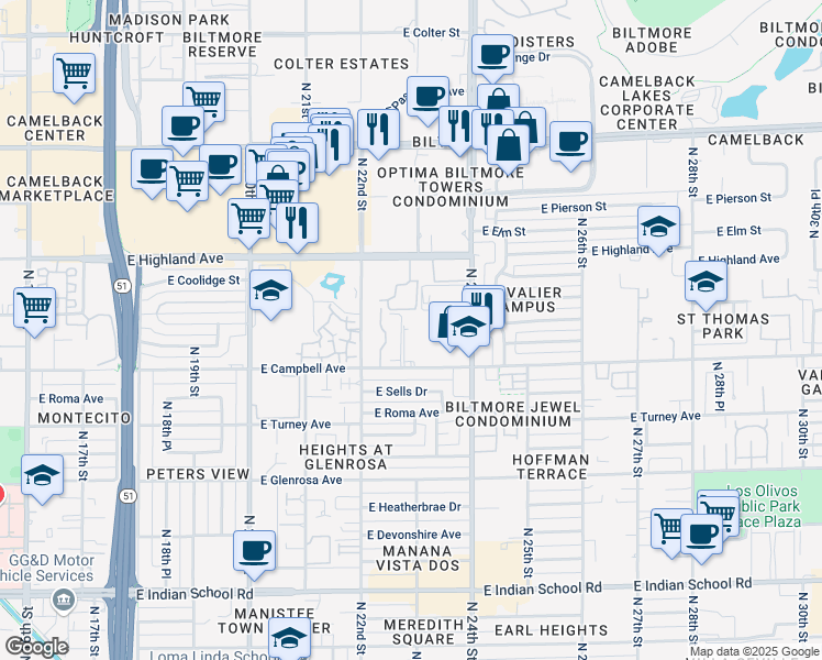 map of restaurants, bars, coffee shops, grocery stores, and more near 13201 N Stone View Trail in Fountain Hills
