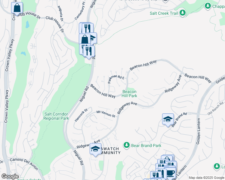 map of restaurants, bars, coffee shops, grocery stores, and more near 50 Terrace Circle in Laguna Niguel
