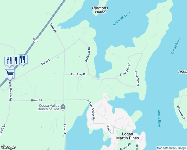 map of restaurants, bars, coffee shops, grocery stores, and more near 50 Bellbrook Drive in St. Clair County