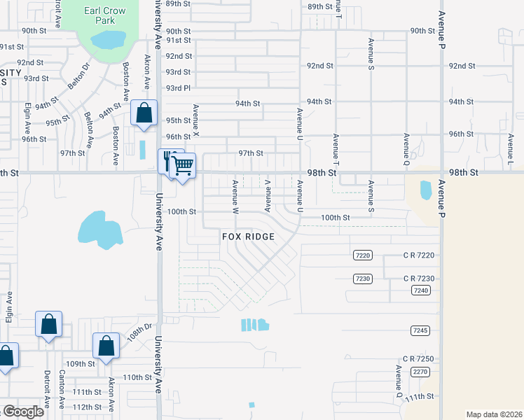 map of restaurants, bars, coffee shops, grocery stores, and more near 2117 99th Street in Lubbock